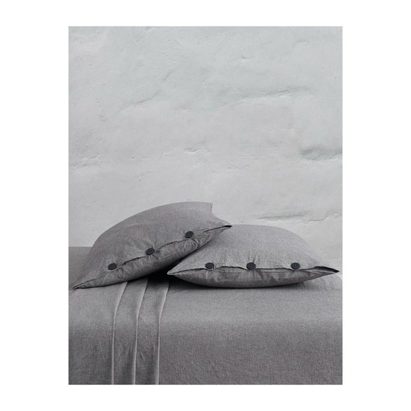 Chambray 100% Cotton Charcoal Washed Yarn-Dyed Flat Sheet - Picture 3 of 3